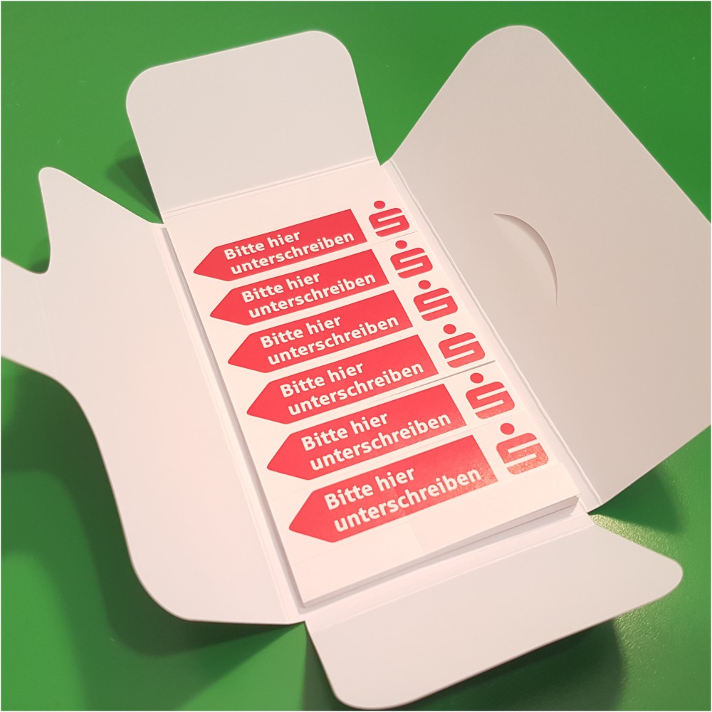 WachVerlag Sparkassen Unterschriftspfeil links Bitte hier unterschreiben 05010AL offenes Etui WachVerlag Sparkassen Unterschriftspfeil links Bitte hier unterschreiben 05010AL offenes Etui